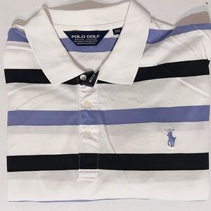 Polo Golf Ralph Lauren Mens Polo Shirt Stripe White Blue Black Pima Cotton XXL